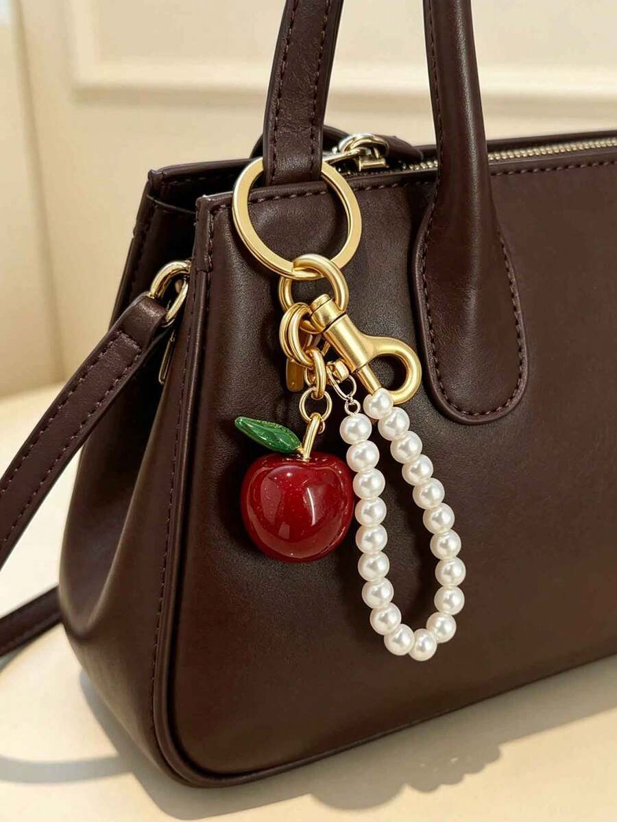 1/2 móc khóa hình quả táo thời trang kèm dây kim loại và mặt dây chuyền hình quả táo đỏ, bao gồm dây xích ngắn đính ngọc trai giả tự làm, phù hợp với túi xách, ba lô, ví của nữ, phụ kiện quà tặng dễ thương, trang trí móc khóa, móc khóa xe hơi tinh tế, hoàn hảo cho quà Giáng sinh, sinh nhật, Ngày Valentine, Năm mới, Ngày của Mẹ. - Nhiều màu - Xem 1