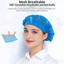3Pcs Unisex Breathable Mesh Chef Hats, Adjustable Elastic Reusable Washable Bouffant Hair Nets, Lightweight Comfortable Food Service Hair Covers, Professional Kitchen Headwear For Home Cooking, Baking, Catering & Commercial Restaurant Use, Must-Have Kitchen Accessory For Chefs & Food Service Staff - Whole Net Breathable Dustproof Cap - View 6