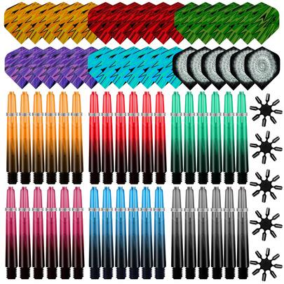 HUANQU Darts Accessories Set, Two Sizes Available, Complete Darts Accessories Including 36pcs Dart Flights, 36pcs Dart Shafts, 5pcs Dart Flight Protectors And 36pcs Spring Rings, 2BA Universal Threaded Dart Shafts Suitable For Hard/Soft Darts, Enhance Accuracy And Control, Perfect Gift For Darts Enthusiasts