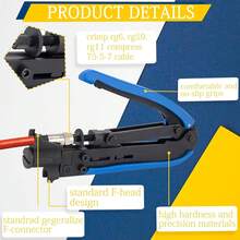 Coaxial Cable Crimper - Coax Cable Compression Tool Kit, Rg6 Rg59 Rg11 75-5 75-7, Wire Stripper, 10pcs F Male Connectors, 10pcs Female To Female Connectors - B-Black - View 6