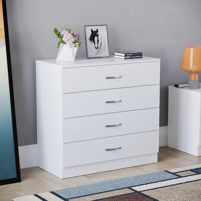 4 Drawer Chest Of Drawers, Metal Handles & Runners, Anti-Bowing Drawer Support, Bedroom, Nursery Furniture, White