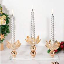 1 set Porte-bougie en cristal de luxe français en forme de fleur de lotus, décoration de table de dîner romantique à la bougie pour mariage, porte-bougie en verre pour décoration de la maison - chandelier - Voir 9