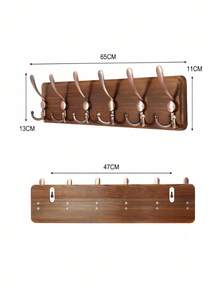 Porte-manteau vintage en bois massif haut de gamme, organisateur de crochet double mural, crochets en métal résistant à la rouille, plusieurs tailles et couleurs au choix, installation avec ou sans perçage, parfait pour l'entrée, la salle de bain, la chambre, la cuisine, pour accrocher les manteaux, les serviettes, les sacs, les clés, le rangement à la maison - Tabac - Voir 10