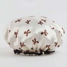 3件装女士缎面睡帽，双层弹力抽绳，宽檐高弹护发帽，蝴蝶结发带，适合卷发女性，日常必备，透气夏季睡帽，旅行必备 - 均碼 - 查看 4