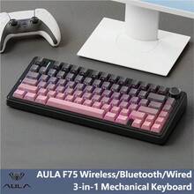 AULA F75 Wireless Mechanical Keyboard Bluetooth 2.4G RGB Customized 75% Layout PBT Keycaps RGB Backlight Wired Gaming Keyboard Rechargeable 4000mAh Metal OEM Profile Gasket Structure Personal Comp - 查看 2