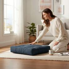 Floor Pouf & Chair Cushion Made Of Velvet Upholstery Fabric | Floor Cushion 60*60 Cm In Der Turkei - Dark Grey - View 3