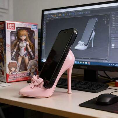 3D Printed Creative Funny High Heel Shaped Slouchy Phone Stand Desktop Decor Novelty Phone Holder