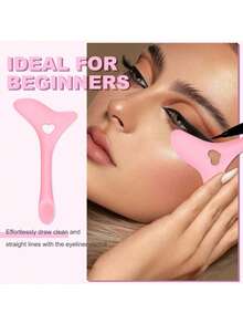 1个Mulynsie多功能眼线模板，1个眼线辅助工具，硅胶材质，可重复使用，防水，适用于眼线笔、眼线刷、眼线印章，帮助初学者快速轻松地打造猫眼妆和烟熏妆效果，配有眉刷、眼影刷和梳子。 - 彩色 - 查看 3