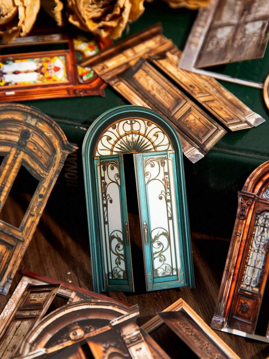 10 piezas/paquete Pegatinas de tarjeta dura de la serie Patio Vintage, diseños diversos, diseño hueco exquisito, materiales decorativos de scrapbooking retro, suministros de oficina y regreso a la escuela - A - Ver 1
