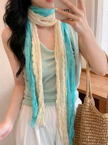 1pc Women's Long Chiffon Scarf/Headscarf, Multifunctional Neck Scarf Accessory, Fashion Clothing Accessory, Casual Outdoor Daily Wear,Beach,Holiday,Accessories,Travel Essential - Multicolor - View 1
