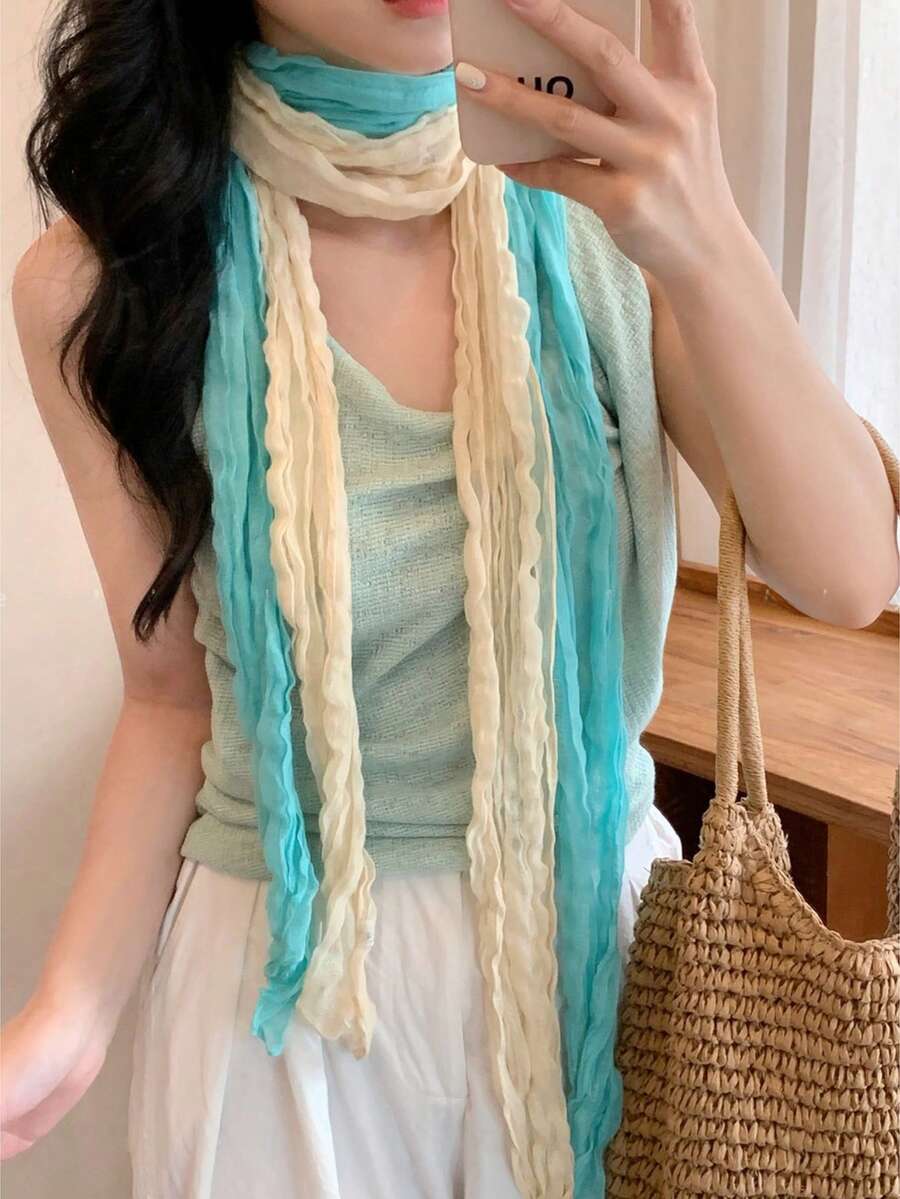 1pc Women's Long Chiffon Scarf/Headscarf, Multifunctional Neck Scarf Accessory, Fashion Clothing Accessory, Casual Outdoor Daily Wear,Beach,Holiday,Accessories,Travel Essential - Multicolor - View 1