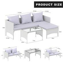 GartistGo 3 Pieces Outdoor Patio Furniture Set, Wicker Rattan Patio Seating Sofas With Coffee Table And Cushions - Grey - View 3