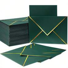 100/50pcs Invitation Envelopes, Wedding Invitations With Envelopes, Paper Envelopes, Gold Foil Double-Sided Printed C6 Envelopes, Size 13.5X18.5cm, Perfect For Graduation, Wedding, Birthday, Baby Shower, Mother's Day Invitations - A - View 7