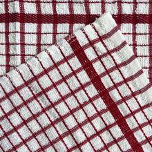 Terry Check Tea Towels - 100% Cotton - Red - View 4