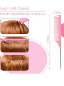1-9 piezas Juego de peines, Cepillo de cerdas de jabalí unisex para cabello y barba, Cepillo profesional para peinado, Esencial de viaje - multicolor - Ver 8