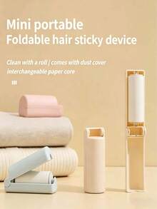 Portable Foldable Strong Adhesive Mini Lint Roller Set With Dust-Proof Cover, 180° Foldable Compact Design, Travel Essential For Home And Office - Multicolor - View 9