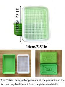 3pcs Green Sprouting Trays With Drainage Holes, Indoor/Outdoor Soil-Free Seed Germination Tray For Growing Beans, Grass And Seeds - A - View 8