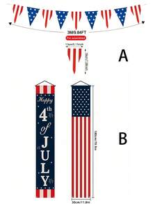 7月4日预组装悬挂式国旗装饰，适用于阵亡将士纪念日、劳动节、退伍军人节、返乡庆祝活动、7月4日独立250周年纪念装饰、4月7日独立日、阵亡将士纪念日家居户外装饰、美国国旗彩旗、4月7日独立日爱国彩旗阵亡将士纪念日装饰、美国国旗庭院标牌 - 多色 - 查看 3