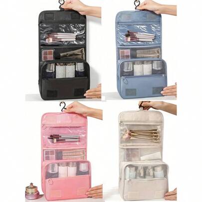 1 túi đựng mỹ phẩm du lịch chống thấm nước dung tích lớn, túi đựng đồ vệ sinh cá nhân có ngăn khô và ướt riêng biệt, hộp đựng cọ trang điểm, túi đựng mỹ phẩm đa năng, túi xách tay di động đựng đồ vệ sinh cá nhân, bút, cọ trang điểm mắt, băng vệ sinh, son môi, chì kẻ mắt, sản phẩm chăm sóc da, thiết bị điện tử, quà tặng Giáng sinh/Ngày lễ tình nhân, thích hợp làm quà cho mẹ, bạn bè, giáo viên.