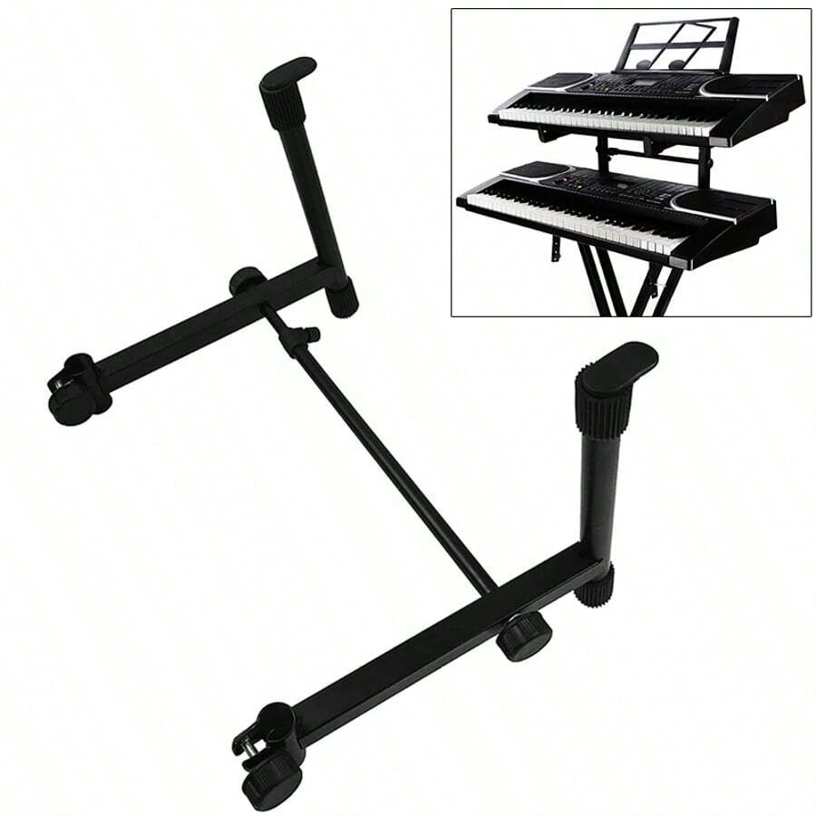 Adjustable 2nd Tier Add On For Double Braced X-Frame Keyboard Stand - Black - View 1