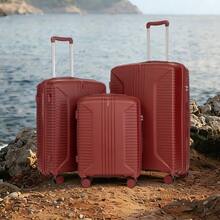 20"/24"/28" 3-Piece PP Spinner Luggage Set – Sizes With Side Handles, Hanging Hooks & Protective Feet – Integrated Combination Lock - Merah - View 9