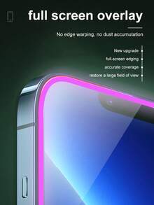 Shockproof Tempered Glass [2-Pack] Screen Protector, High-Definition Bubble Film With Purple Light, Glows At Night For Easy Phone Locating, Personalized Design, Eye-Friendly, Ultra-Clear, Compatible With All Protective Cases, Anti-Scratch, Anti-Drop, Anti-Collision, Full Coverage, Easy Installation, For IPhone 11/12/13/13mini/13pro/13promax/14/14plus/14promax/15/15plus/15pro/15promax Mother's Day Gift - Purple - View 7