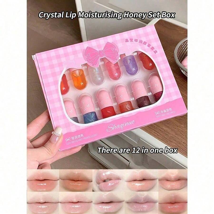 SHAQINUO 12 Piece Transparent Moisturizing Lip Gloss Set, Moisturizing, Long Hair, Non Stick Lipstick, Plump, Lip Liner Fade, Color Changing Lipstick - Multicolor - 查看 1