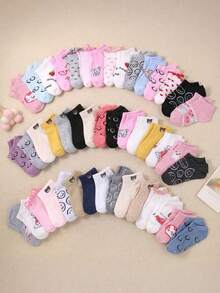 10 pares de calcetines con estampado de animales de colores aleatorios para niños, adecuados para la escuela y el deporte, versátiles, cómodos, transpirables y suaves, aptos para niños y adolescentes de 1 a 14 años de edad - Multicolor - Ver 6