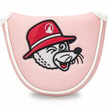 1pc Pink Hippo Design Golf Club Head Cover, Golf Putter Head Cover, Golf Wood Head Cover - Made Of PU Material And Exquisite Embroidery Craftsmanship, Suitable For Most Brands - Multicolor - View 2