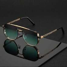 1pc Fashionable Minimalist Metal Large Frame Glasses, Essential For People - Multicolor - View 3