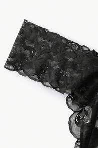 Bisouelle 女士镂空花朵蕾丝边修身性感丁字裤内衣 - 黑色 - 查看 5