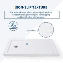 Studyset Single Threshold Shower Base In White, Rectangular Shower Pan With Stainess Steel Cover,Shower Base Pan With Stainless Steel Drain, Non-Slip Texture Shower Pan & Tray - A - View 4