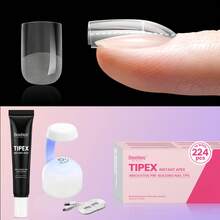 Beetles Tipex Lite Pre-Built Apex Nail Tips Kit, Stiletto Medium, With Tipex Nail Glue,  All-In-One Gel Nail Kit - Square Extra Short 224pcs (Tipex Nail Kit) - View 9