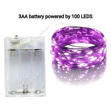 2m 20 LEDs, 3m 30 LEDs, 4m 40 LEDs, 5m 50 LEDs AA Battery Powered Fairy Lights, Suitable For Wedding, Holiday, Bedroom, Party, Ambiance, Bedside, Room, Decorative Lighting - Purple - View 14