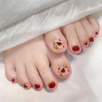 24片装经典高光白色激光美甲套装，闪亮极光效果，简约日常百搭，夏季必备