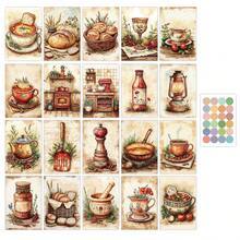 20pcs Vintage Kitchen Notes Postcards With Dot Stickers - Food & Cooking Theme Wall Collage Kit Aesthetic Picture For Home Bedroom Decor, Decorative Cards For Crafting And Gifting - A - View 3