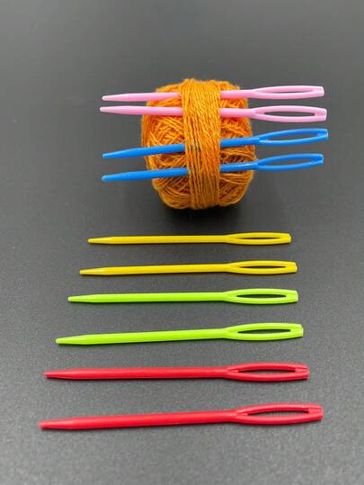 10pcs Plastic Large Eye Sewing Needles, 5 Colors 2pcs Each, 7cm Tip, Handcraft, Cross Stitch, Knitting, Mending Tools