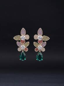 1 Đôi bông tai hình bướm đính đá Cubic Zirconia sang trọng, kiểu dáng trang sức đồng, thích hợp cho váy dạ hội, đám cưới, tiệc tùng. - Loại bướm - Xem 6