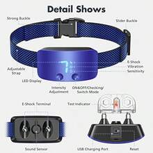 Bark Collar for DogsRechargeable Anti Barking Training Collar with 7 Adjustable Sensitivity and Intensity Beep Vibration for Small Medium Large Dogs Dark Blue - Azul Oscuro - Ver 3