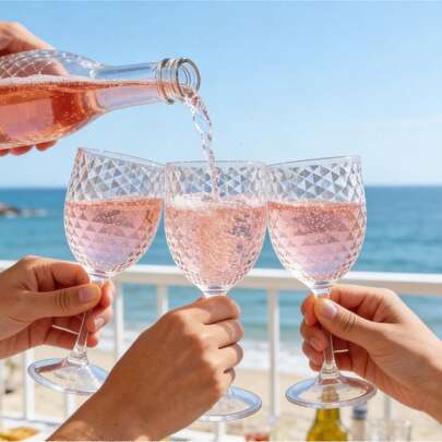 Copas de vino con pie irrompibles, sets de 1/2/6/8/12, apariencia de cristal transparente de cristal acrílico, vajilla reutilizable y a prueba de roturas, adecuada para uso en exteriores e interiores, playa, piscina, fiestas grandes