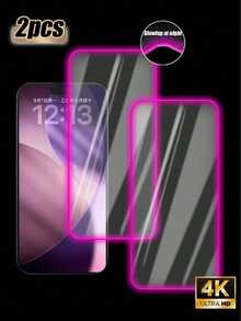 Shockproof Tempered Glass [2-Pack] Screen Protector, High-Definition Bubble Film With Purple Light, Glows At Night For Easy Phone Locating, Personalized Design, Eye-Friendly, Ultra-Clear, Compatible With All Protective Cases, Anti-Scratch, Anti-Drop, Anti-Collision, Full Coverage, Easy Installation, For IPhone 11/12/13/13mini/13pro/13promax/14/14plus/14promax/15/15plus/15pro/15promax Mother's Day Gift - Purple - View 15