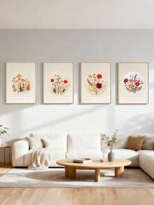 1 Set Embroidery Starter Kit With Floral Patterns, Suitable For Beginners, 1 Set Includes: 1 Embroidery Fabric, 1 20cm Embroidery Hoop, 2 Embroidery Needles, 1 Set Of Colored Threads, 1 English Instruction Manual, 4 Styles Available - Material Kit B - View 3