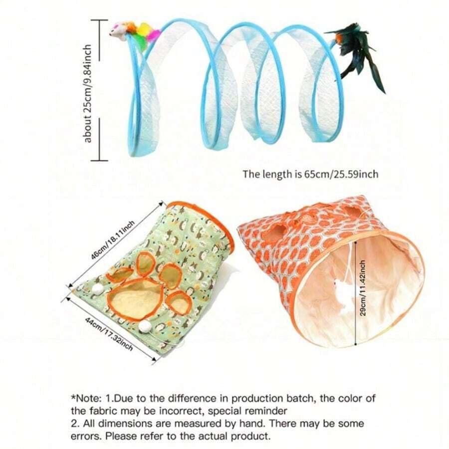 1pc Interactive Cat Tunnel Toy With Hole And Ball, Entertaining Pet Toy - Multicolor - View 1