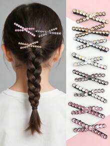 10pcs/Set Shiny Alloy X-Shaped Crystal Hair Clips For Teenage Girls - Multicolor - View 1
