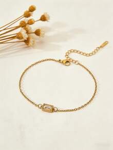 TONSI 1 chiếc vòng tay mặt dây chuyền hình học tối giản Niche bằng thép không gỉ mạ vàng 18K đính đá Zirconia, vòng tay nữ sang trọng, đa năng, phù hợp cho đeo hàng ngày, đi nghỉ mát, dự tiệc, mùa hè. - Nhiều màu - Xem 5