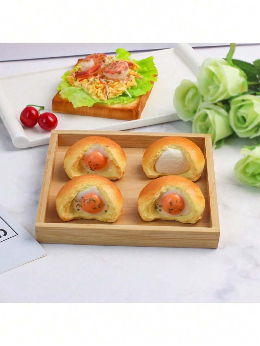1pc Soft Slow Rebound Realistic Egg Tart, Bite Into The Flowing Egg Yolk Layered Cake, Sweet Dessert Squeeze Toy, Home Decor Display Sample - Multicolor - View 1