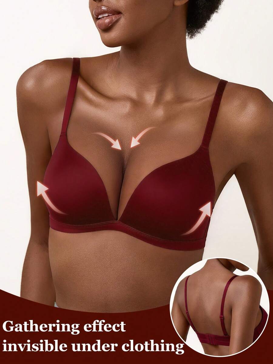 Sujetador inalámbrico para mujer - Sujetador cómodo tipo camiseta, elevación todo el día, soporte de escote y ajuste sin costuras, confianza diaria