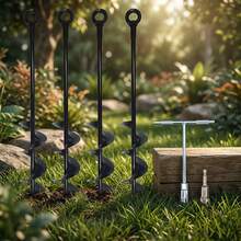 18-Inch 4pcs Heavy Duty Galvanized Steel Ground Anchor Kit With T-Wrench And Drill Adapter, Rust-Resistant For Trampoline, Canopy, Tent, Carport, Fence Post, Camping Equipment - A - View 4