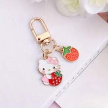 SANRIO Set Of 5 Pieces Gift For Her/Him Hello Kitty Pendant Keychain - Cartoon Design With Cupid, Lucky Symbols, Bows, Hearts, Strawberries, And Rainbow Decorations - Y2G Style Perfect Couple Gift - Multicolor - View 7