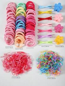769pcs Girls' Multi-Color Versatile Hair Scrunchies, Cute Teenage Hair Ties, High Elasticity Non-Damaging Hair Bands, Side Bangs Clips, Flower Hair Clips, Barrettes, Suitable For Daily Use And Back To School - Multicolor - View 9